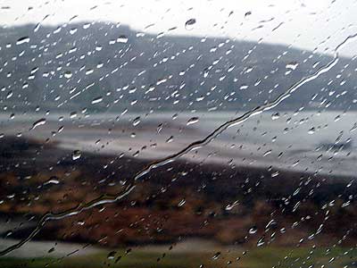 Raindrops on the train window