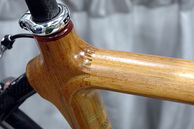 Frame joint at the seatpost on wooden bike