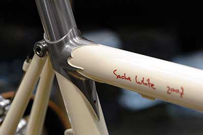 Sacha White 2007 signature on bicycle