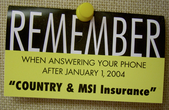 Card reminding us of new phone greeting after 1/1/2004
